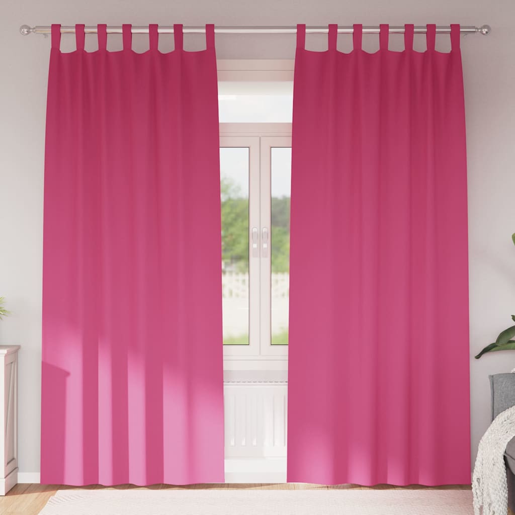 vidaXL Cortinas Opacas con Anillas 2 uds. Rosa Brillante 225 x 140 cm