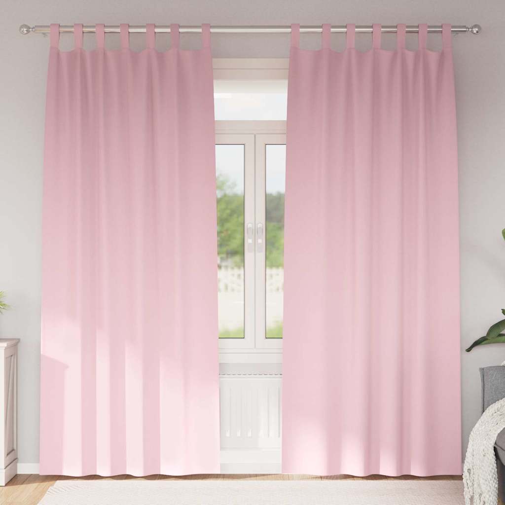 vidaXL Cortinas Opacas con Anillas 2 uds. Rosa Bebé 245 x 140 cm