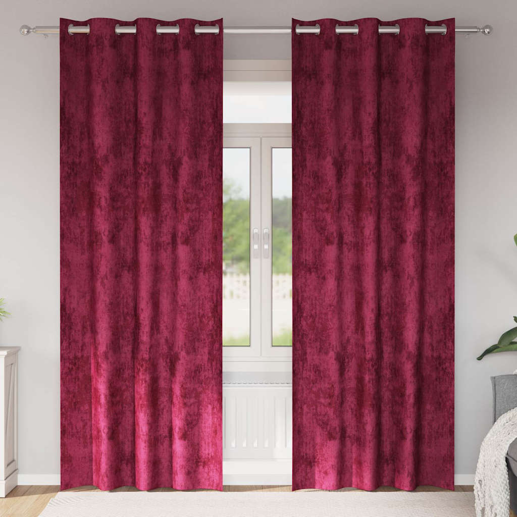 vidaXL Cortinas de Terciopelo 2 uds. Rojo vino 260 x 140 cm Terciopelo