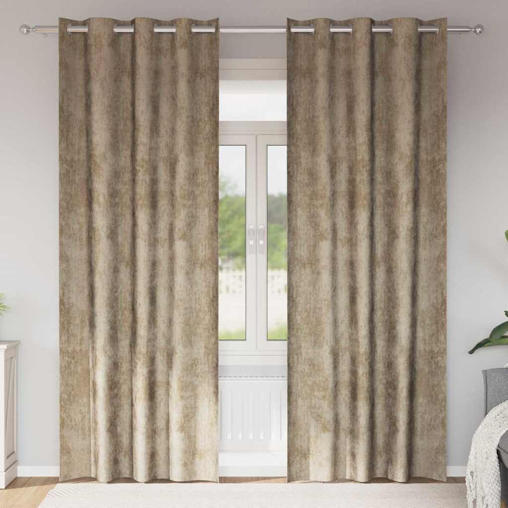 vidaXL Cortinas de Terciopelo 2 uds. champán 225 x 140 cm Terciopelo