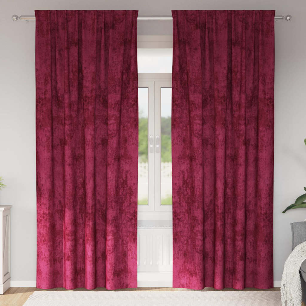 vidaXL Cortinas de Terciopelo 2 uds. Rojo vino 260 x 140 cm Terciopelo