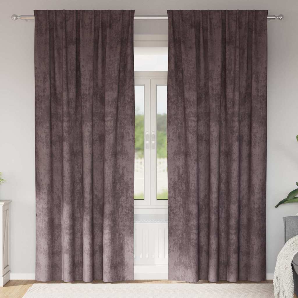 vidaXL Cortinas de Terciopelo 2 uds. Marrón 260 x 140 cm Terciopelo