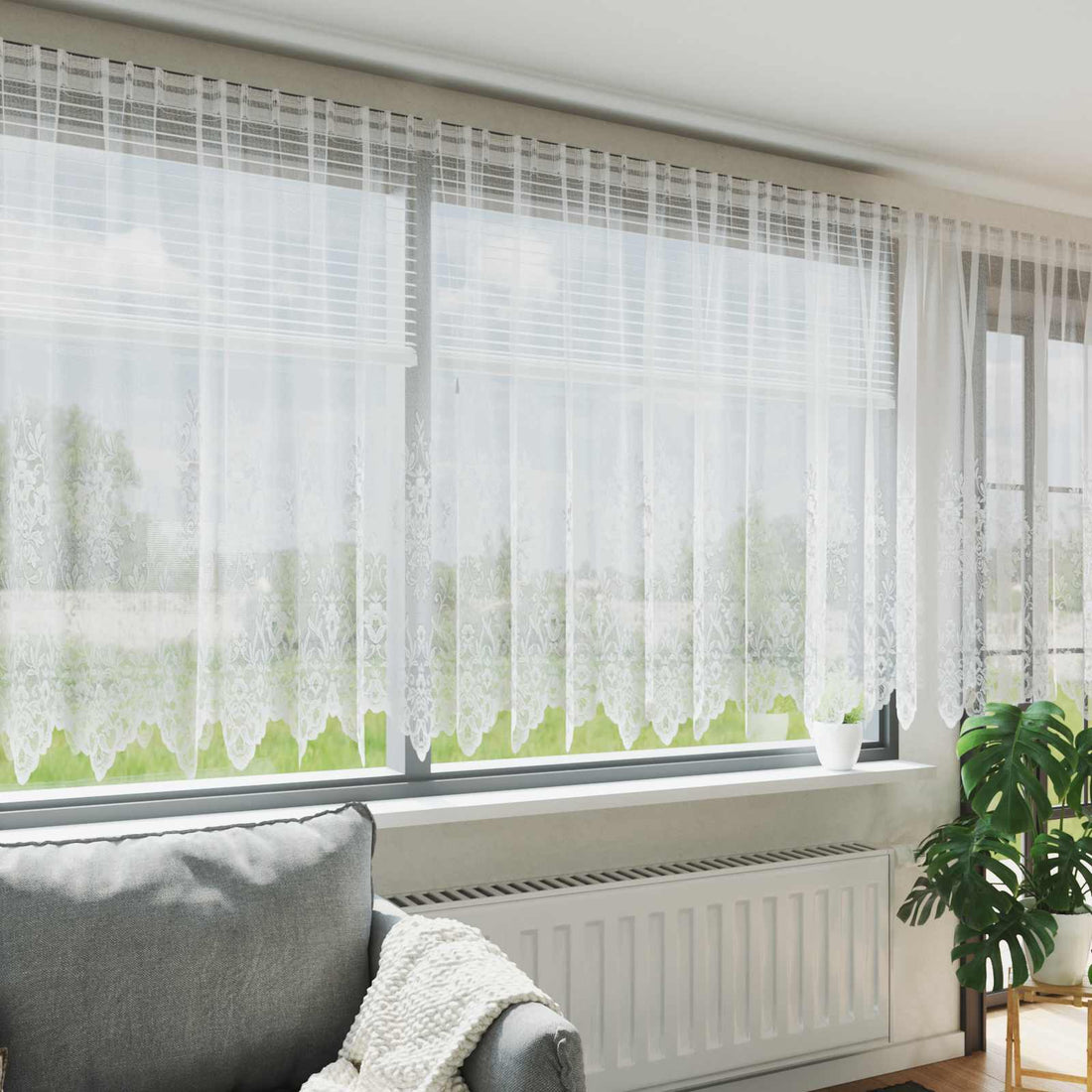 vidaXL Cortina de Encaje Blanco 160 x 1200 cm Poliéster