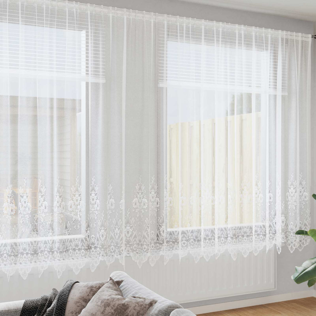 vidaXL Cortina de Encaje Blanco 240 x 1200 cm Poliéster