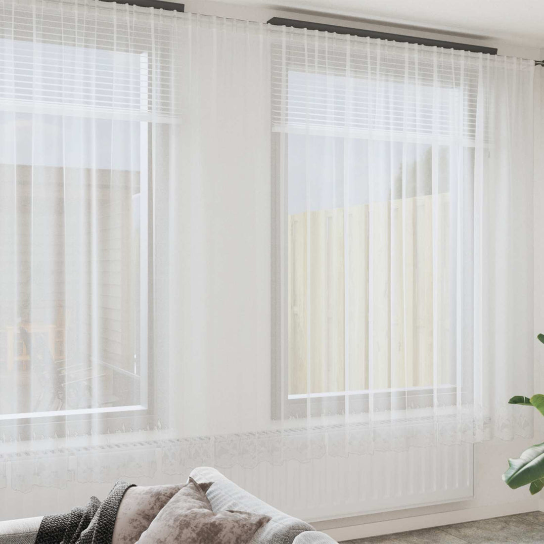 vidaXL Cortina de Encaje Blanco 260 x 900 cm Poliéster