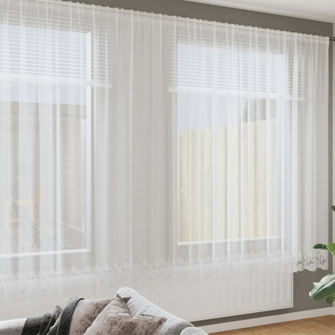 vidaXL Cortina de Encaje Blanco 200 x 1200 cm Poliéster