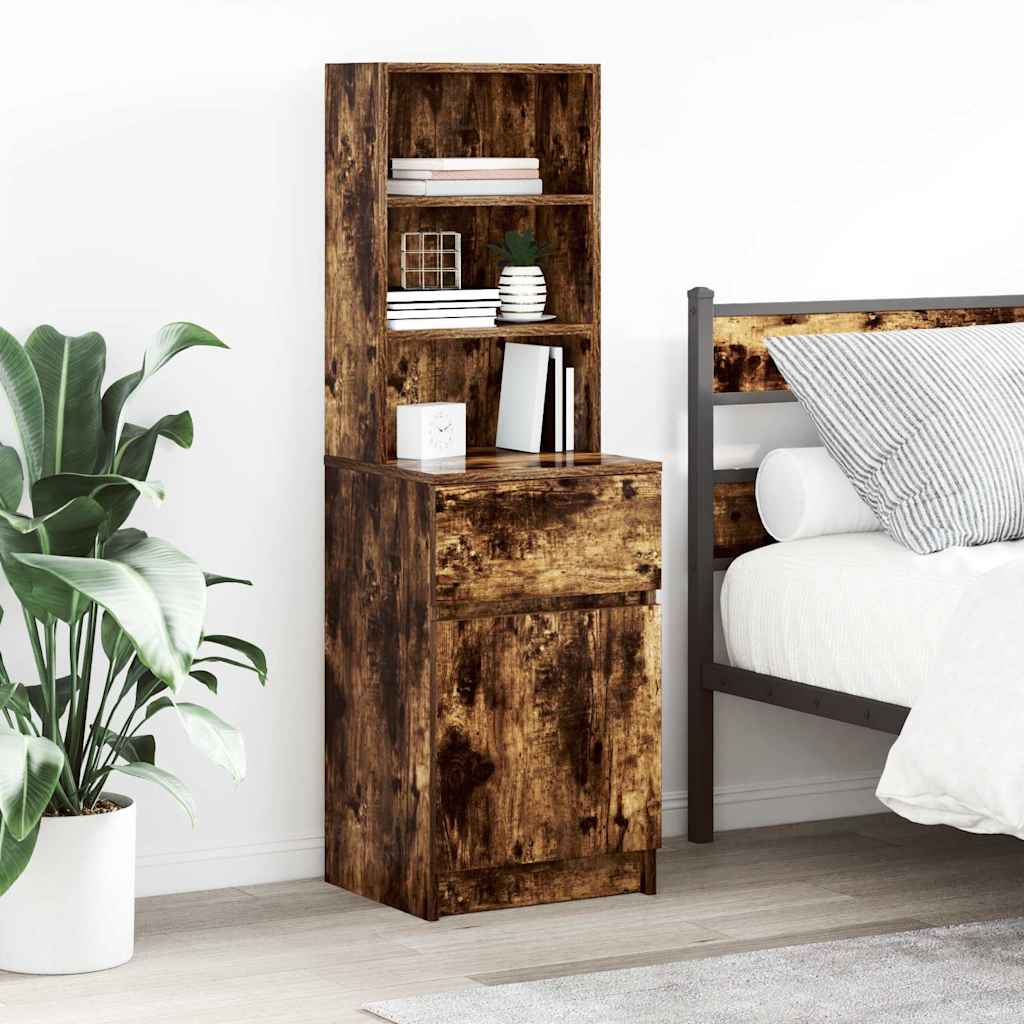 vidaXL Mesilla de noche roble ahumado 39x35x125 cm Madera ingeniería