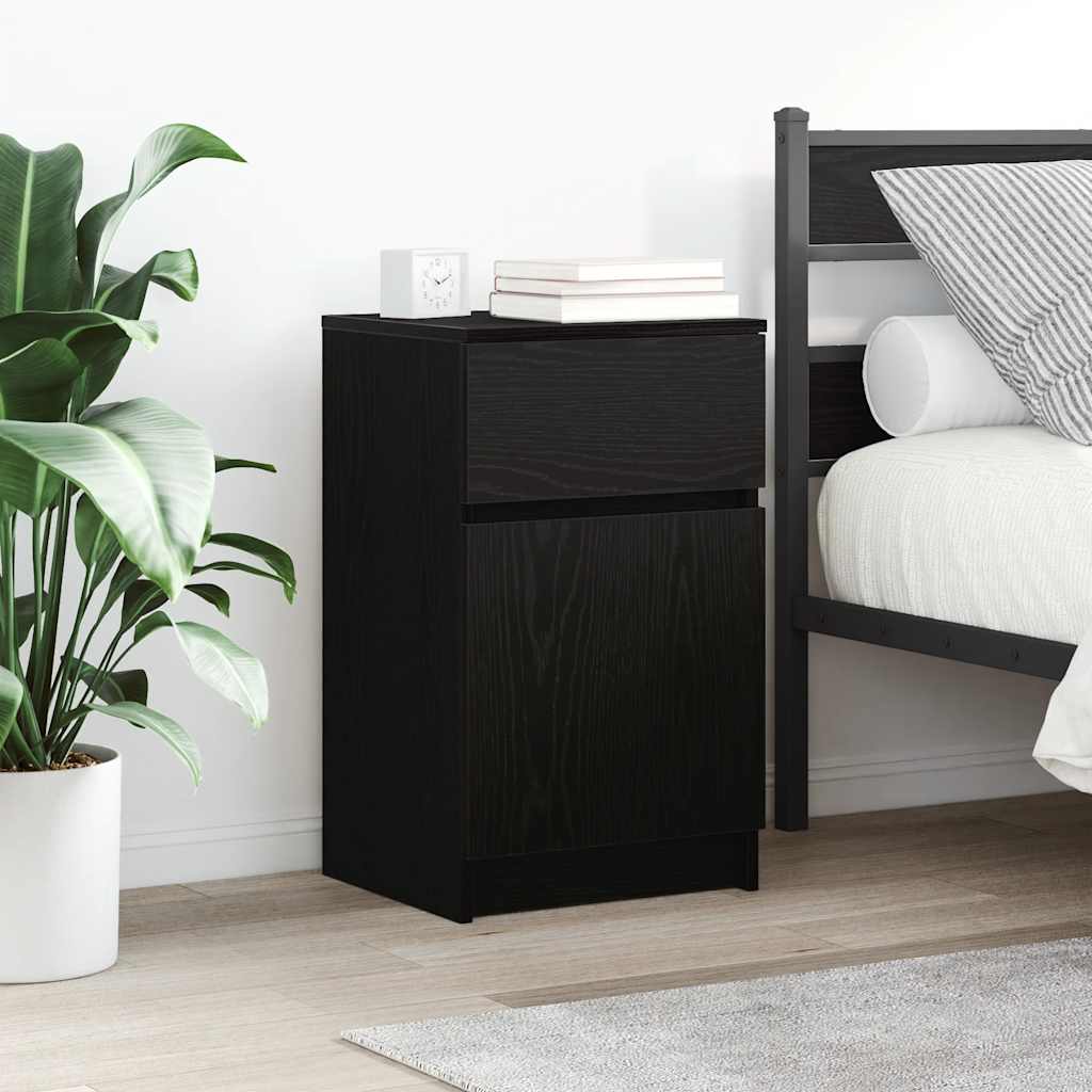vidaXL Mesilla de noche de madera de ingeniería negra 39x35x65 cm