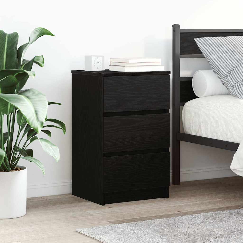 vidaXL Mesillas de noche con 3 cajones 2 uds. Negro 39x35x65 cm