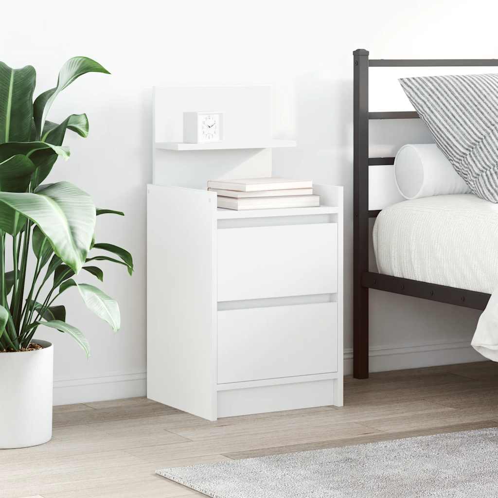 vidaXL Mesillas de noche con 2 cajones 2 uds Blanco 38x34x80 cm