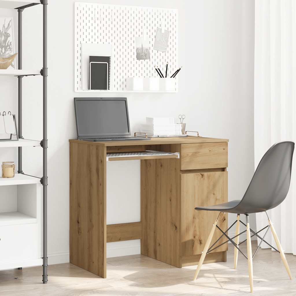 vidaXL Escritorio de madera de ingeniería roble artisan 86x49x76 cm