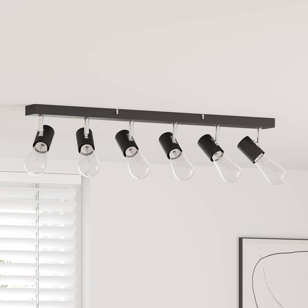 vidaXL Foco de techo con focos Negro 73 x 6,5 x 11,5 cm Metal