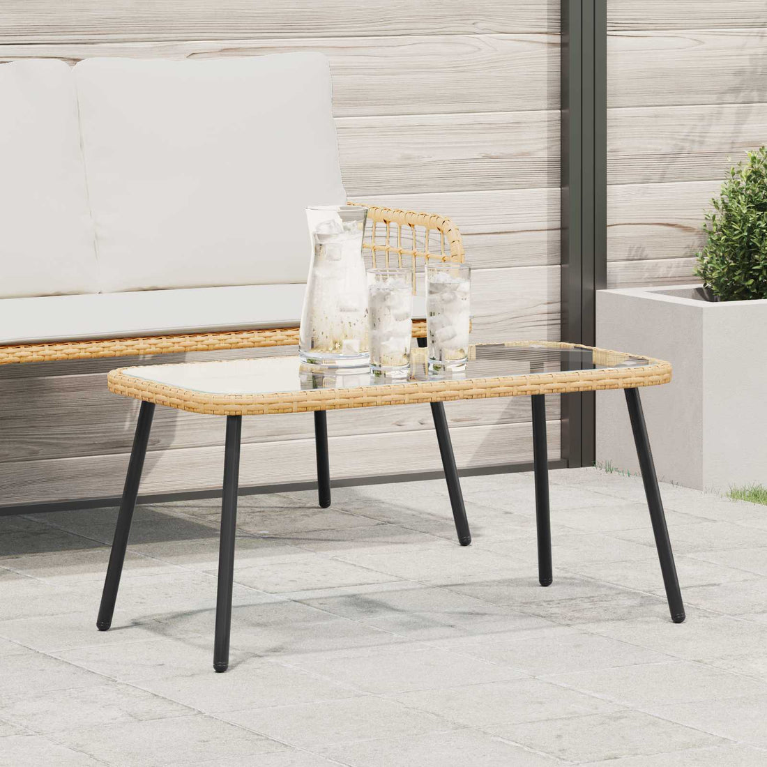 vidaXL Mesa de Café Marrón y Negro 90 x 45 x 43 cm ratán sintético