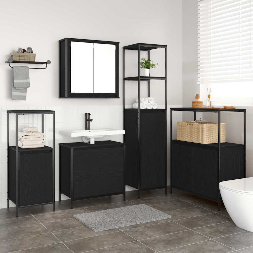 vidaXL Juego de muebles de baño 5 uds. Negro 36 x 35 x 165 cm