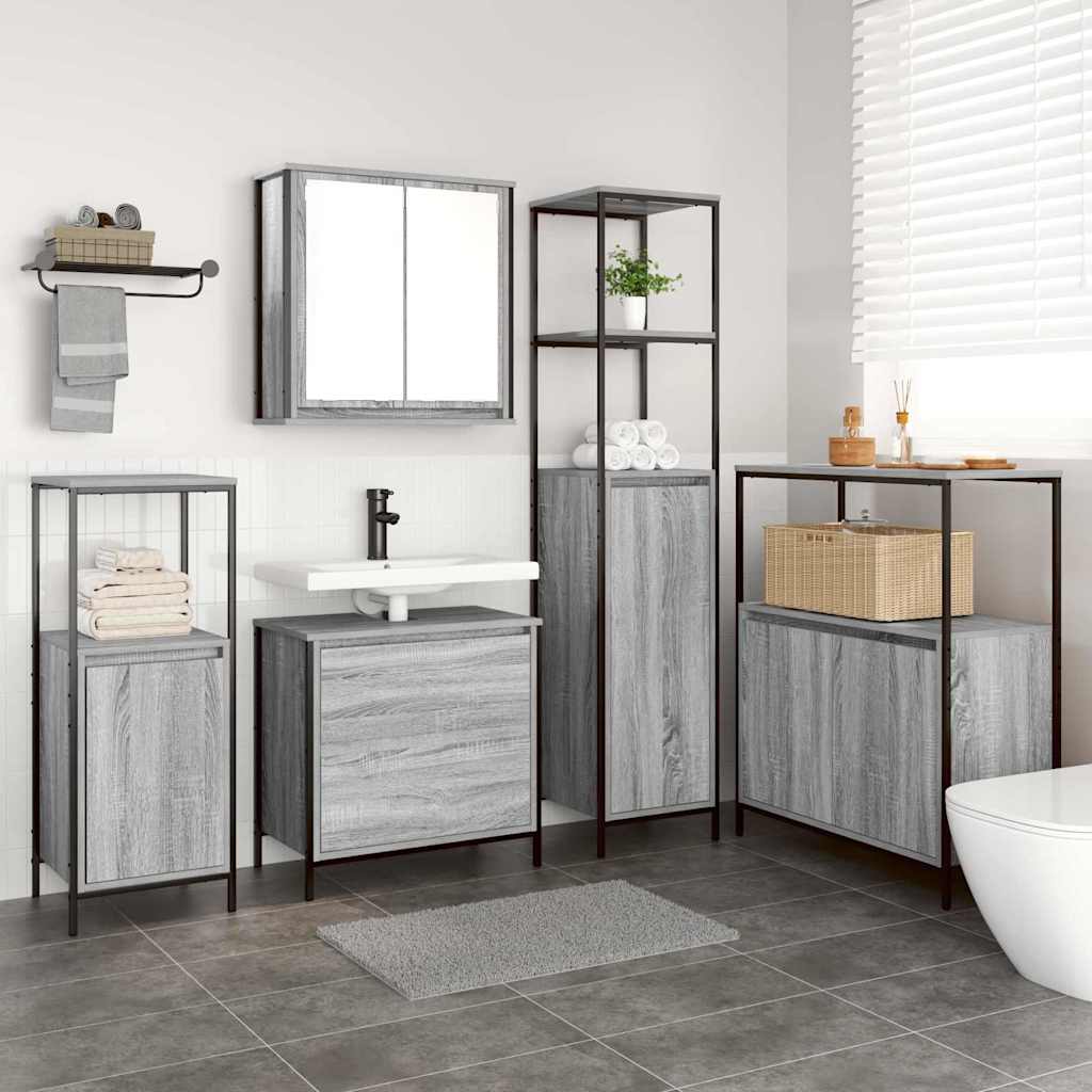 vidaXL Juego de muebles de baño 5 uds. Gris 36 x 35 x 165 cm