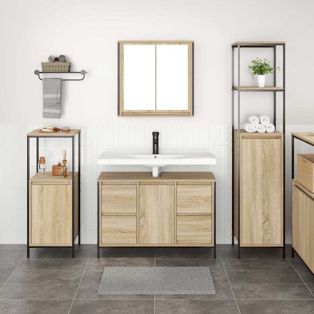 vidaXL Juego de muebles de baño 3 uds. Roble Sonoma y Negro