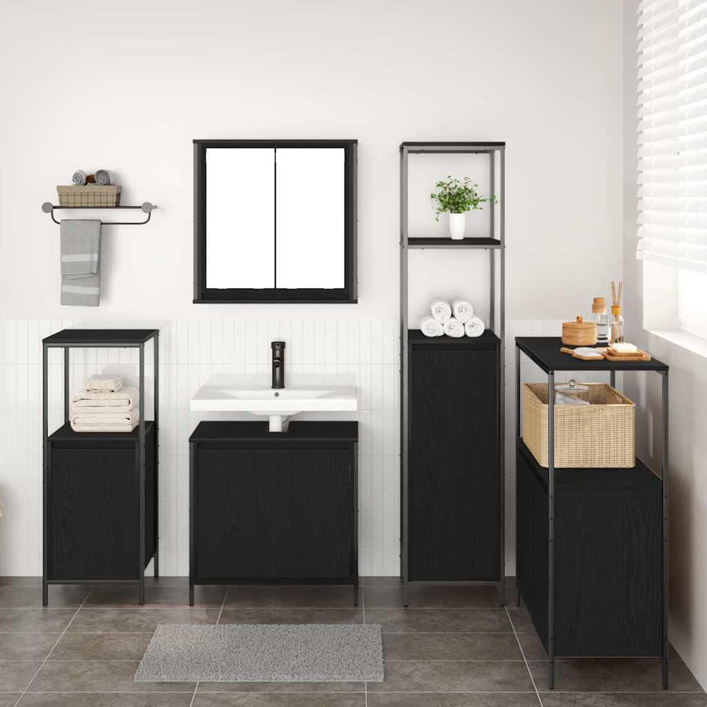 vidaXL Juego de muebles de baño 5 uds. Roble Negro 36 x 35 x 165 cm