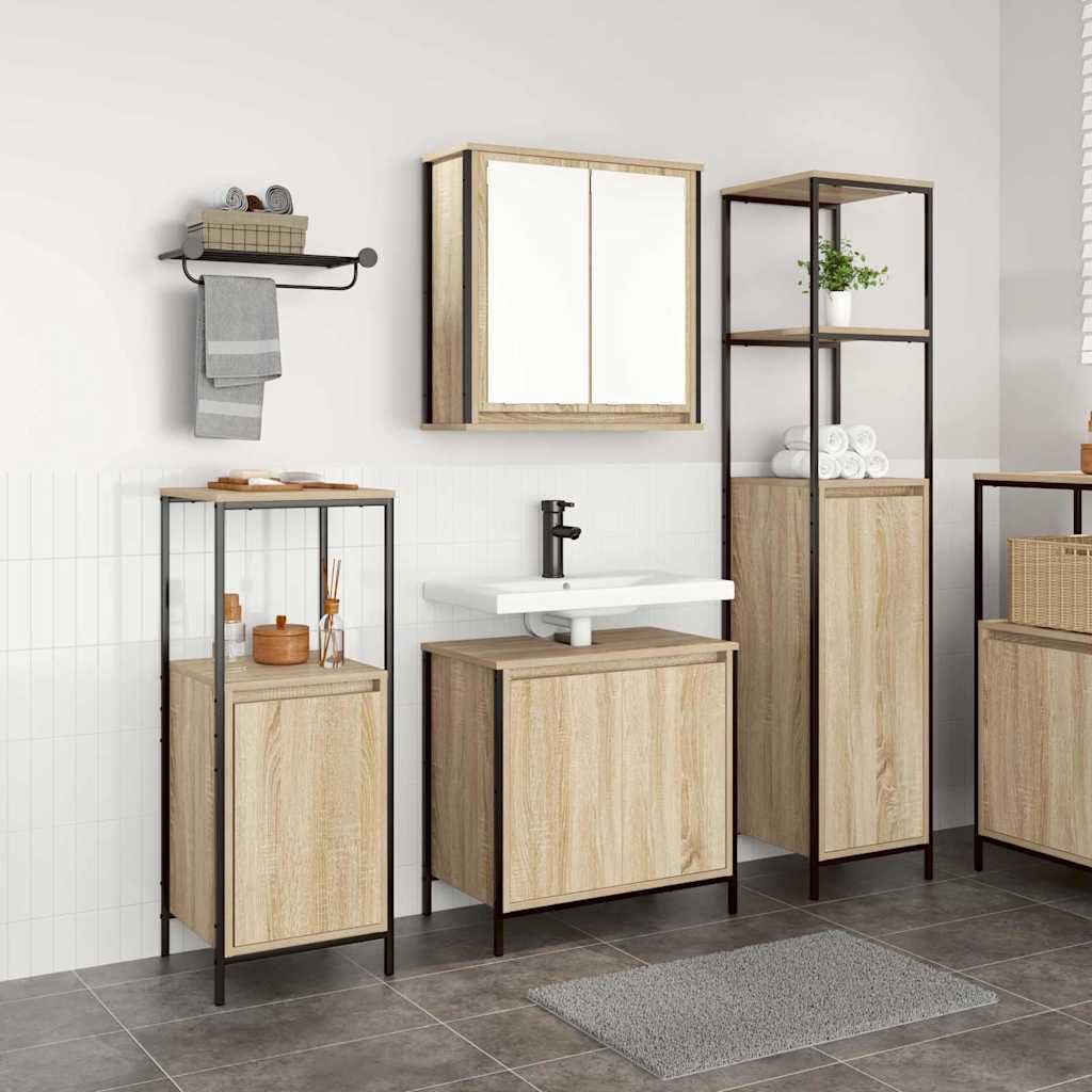 vidaXL Juego de muebles de baño 3 uds. Roble Sonoma y Negro