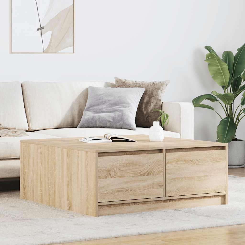 vidaXL Mesa de centro con cajones roble Sonoma 100x100x40 cm