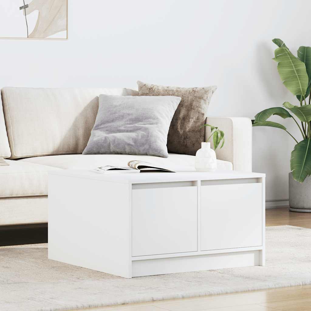 vidaXL Mesa de centro con cajones blanca 70,5x70x40 cm
