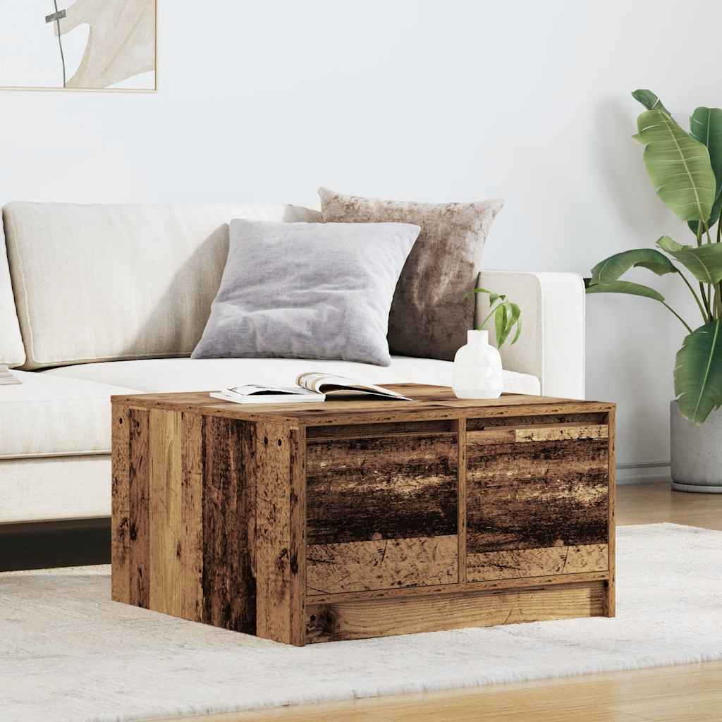 vidaXL Mesa de centro con cajones madera vieja 70,5x70x40 cm