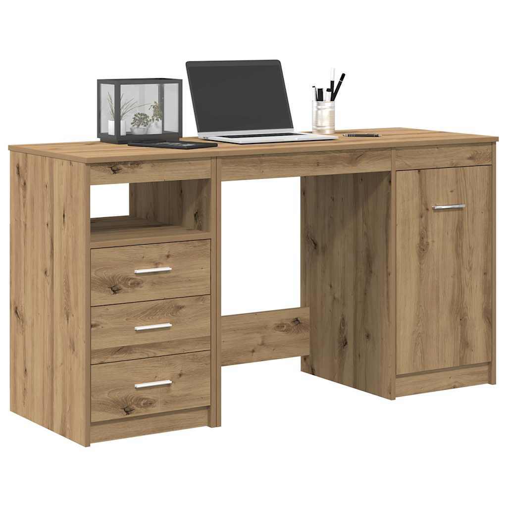 vidaXL Escritorio con armario, madera de roble de ingeniería, estilo artesanal