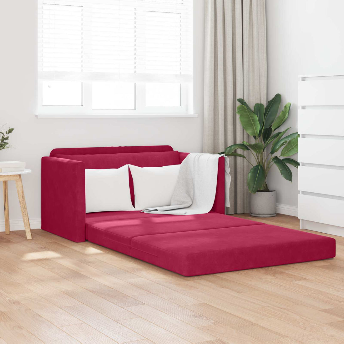 vidaXL Sofá cama Rojo vino 124 x 71 x 78 cm Terciopelo