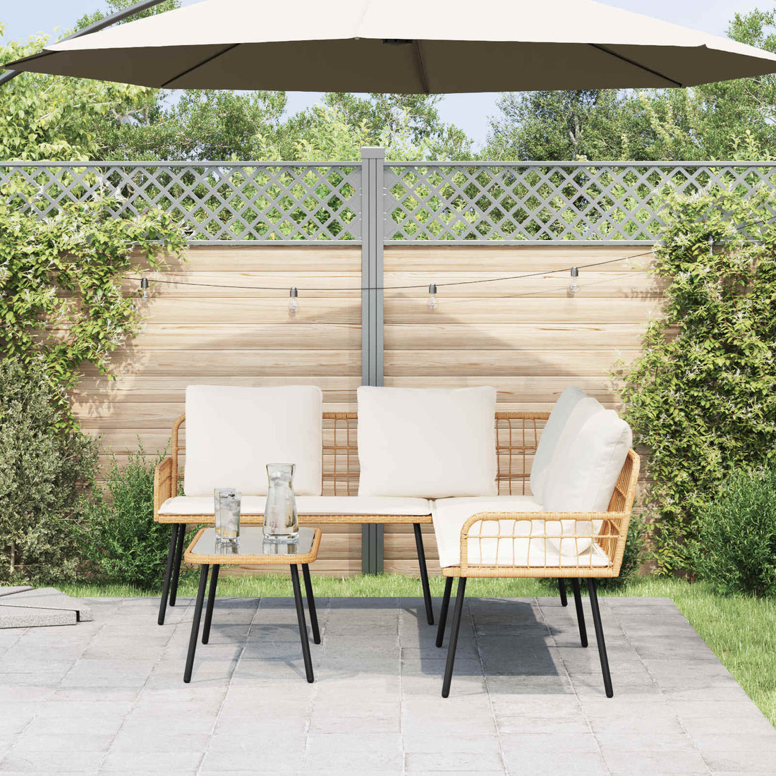 vidaXL Conjunto de sofás de jardín 2 uds. Natural ratán sintético
