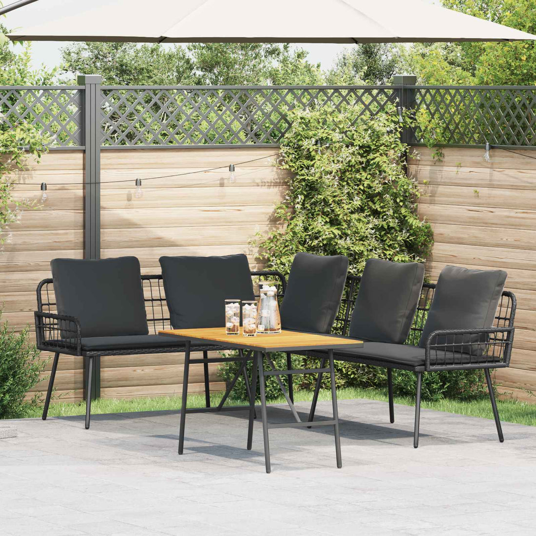 vidaXL Conjunto de sofás de jardín 2 uds. Negro ratán sintético
