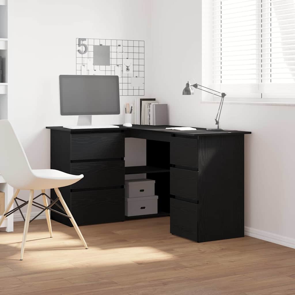 vidaXL Escritorio Roble Negro Madera de ingeniería 145 x 100 x 76 cm