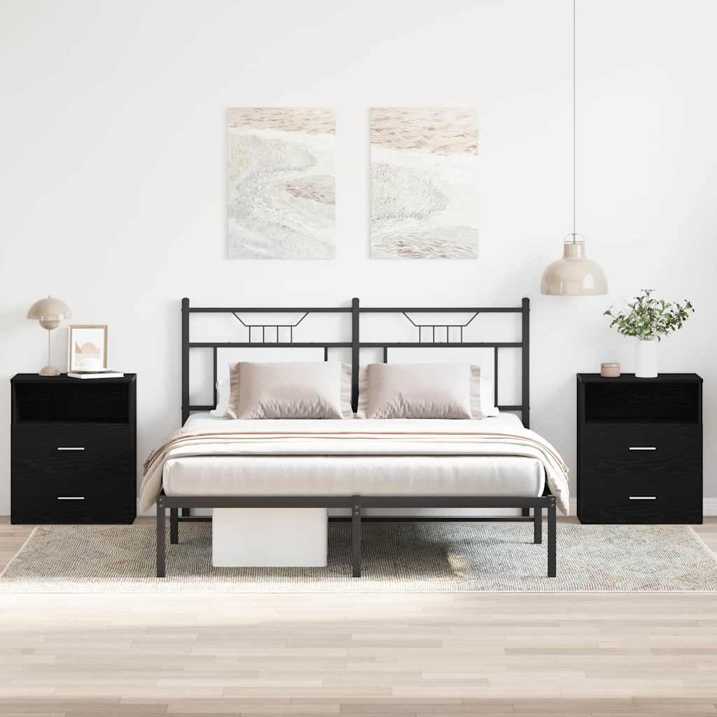 vidaXL Mesita de Noche 2 uds. Roble Negro 50 x 32 x 60cm