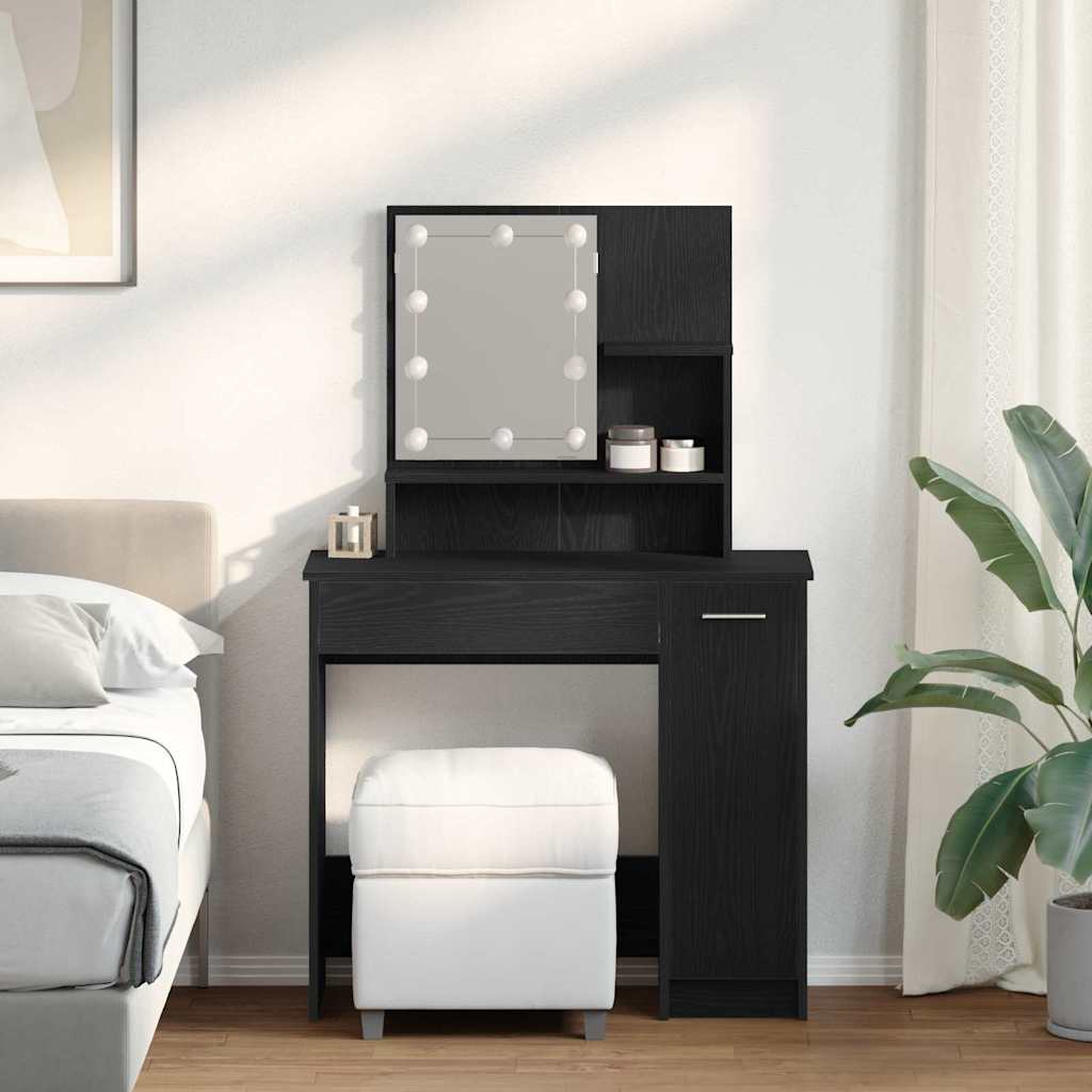vidaXL Mesa Tocador con cajón Roble Negro 86,5 x 35 x 136 cm