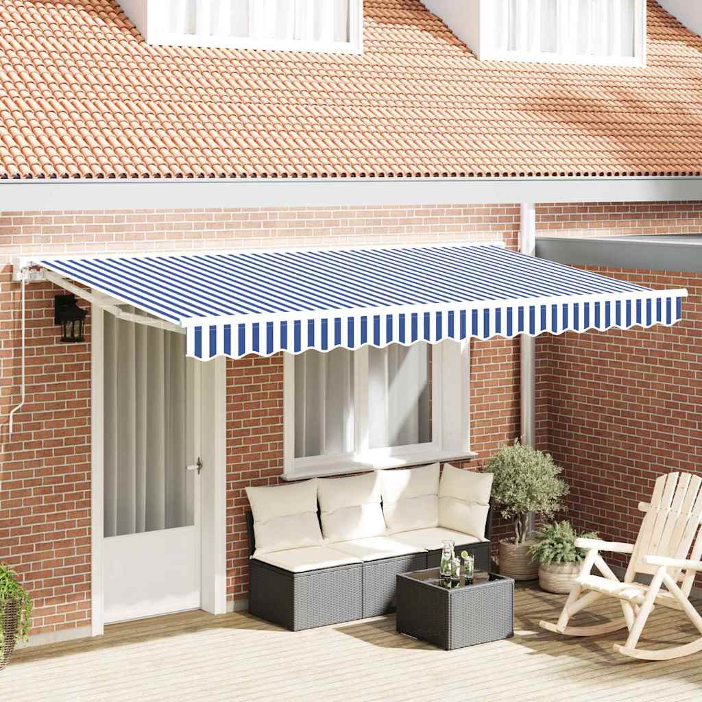 vidaXL Lona de repuesto para toldo para 4x2 m Rayas azules y blancas