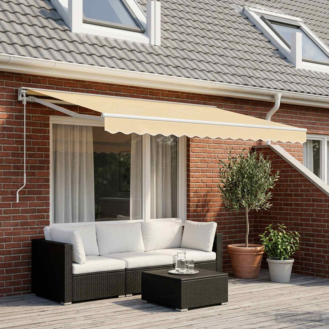 vidaXL Lona de repuesto para toldo para 4x2 m Crema Poliéster