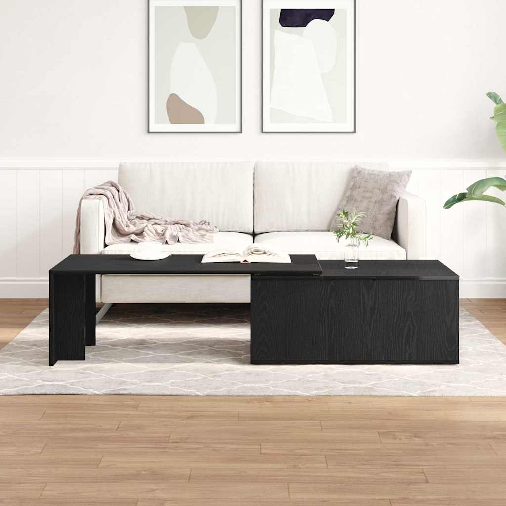 vidaXL Mesa de Café Roble Negro 150 x 50 x 35 cm Madera de ingeniería