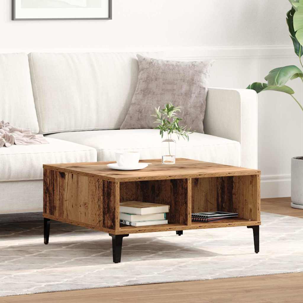 vidaXL Mesa de Café Madera envejecida 60 x 60 x 30 cm