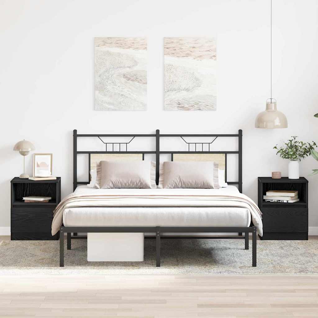 vidaXL Armario de Noche 2 uds. Roble Negro 40 x 40 x 50 cm