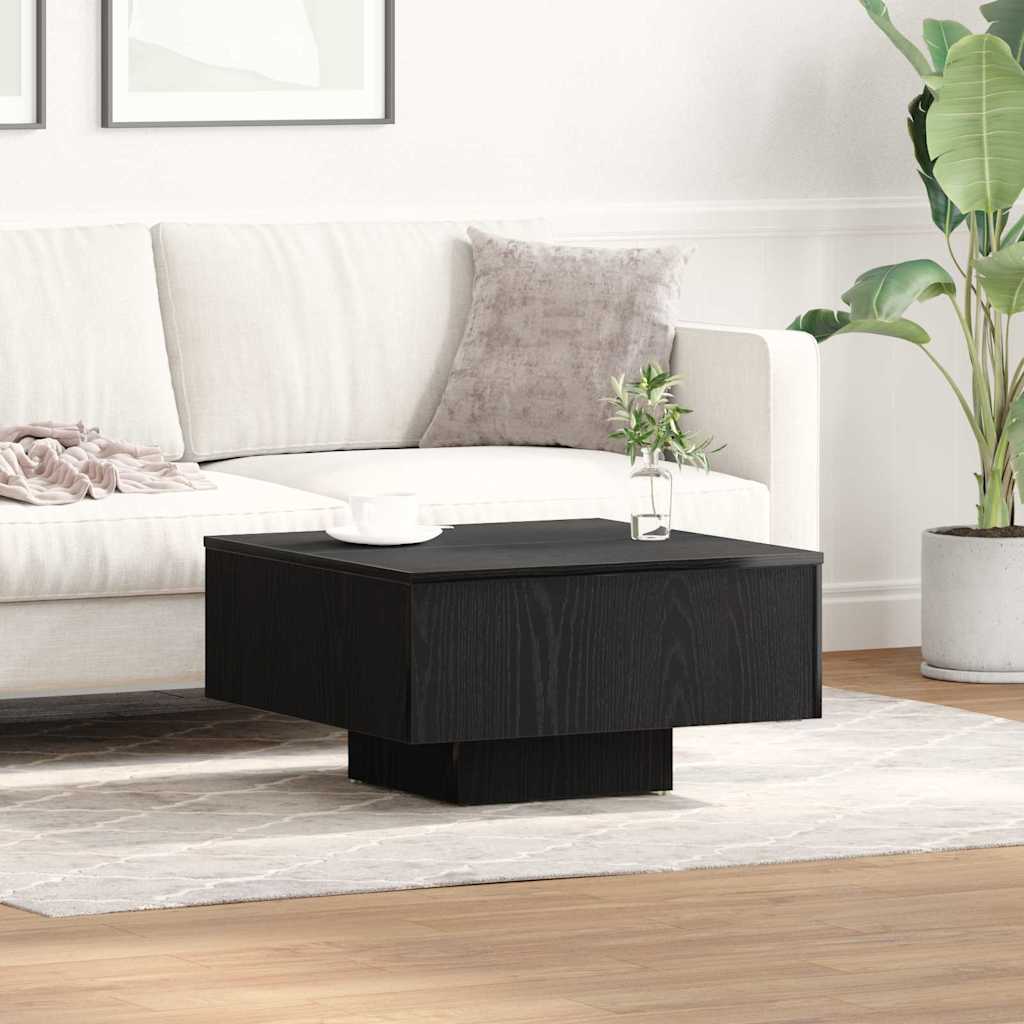 vidaXL Mesa de Café Roble Negro 60 x 60 x 31,5 cm Madera de ingeniería