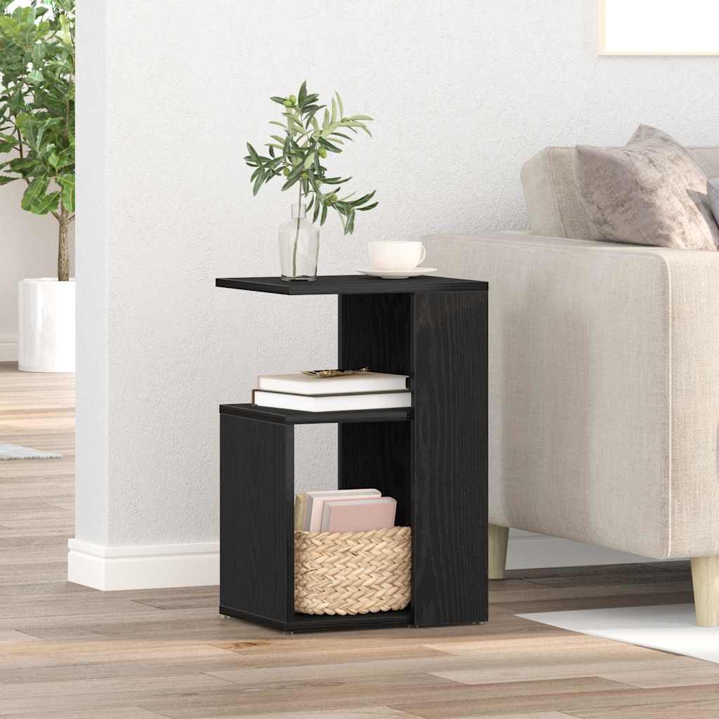 vidaXL Mesa lateral Roble Negro 36 x 30 x 56 cm Madera de ingeniería