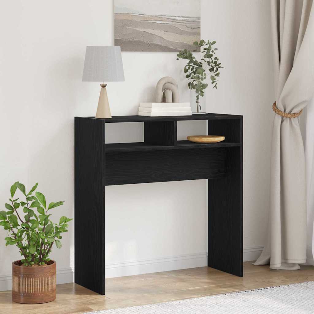 vidaXL Mesa Consola Roble Negro 78 x 30 x 80 cm Madera de ingeniería