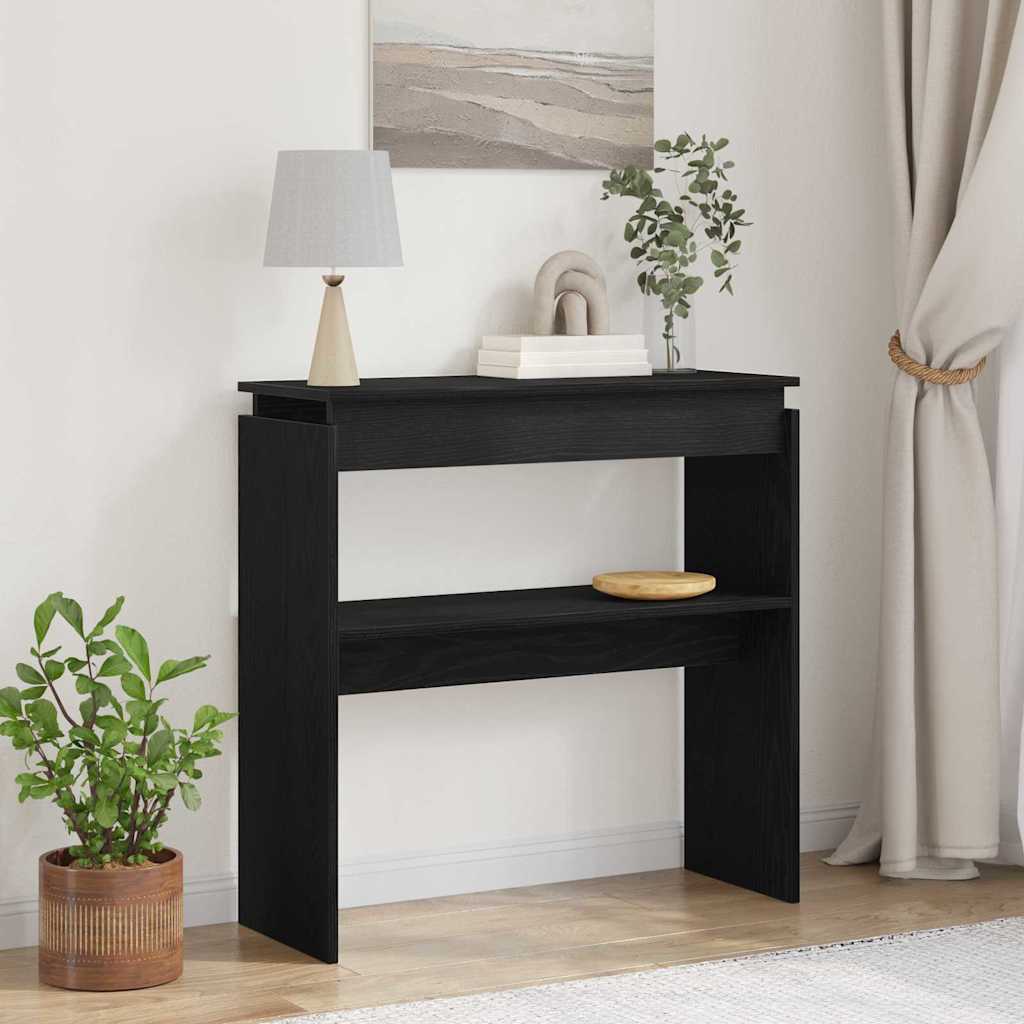 vidaXL Mesa Consola Roble Negro 80 x 30 x 80 cm Madera de ingeniería