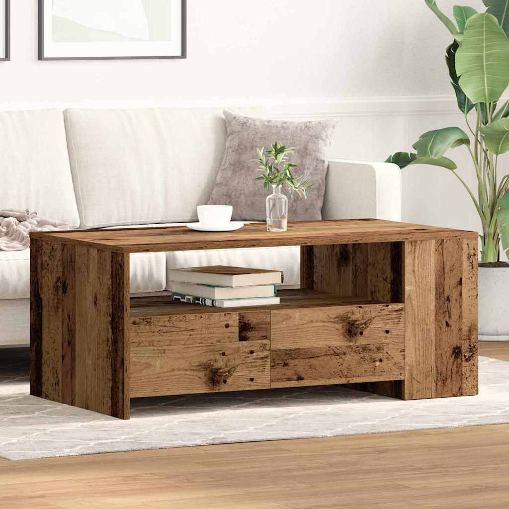 vidaXL Mesa de Café Madera envejecida 102 x 55 x 43,5 cm