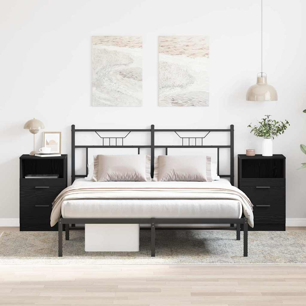 vidaXL Armario de Noche 2 uds. Roble Negro 40 x 35 x 65 cm