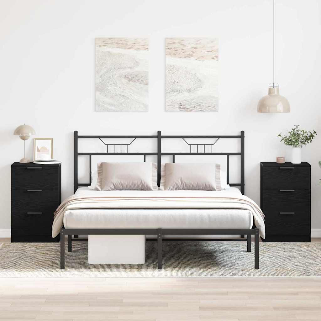 vidaXL Armario de Noche 2 uds. Roble Negro 40 x 65 x 65 cm