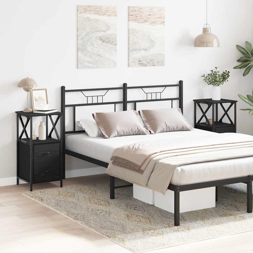 vidaXL Armario de Noche 2 uds. Roble Negro 34 x 35,5 x 70 cm