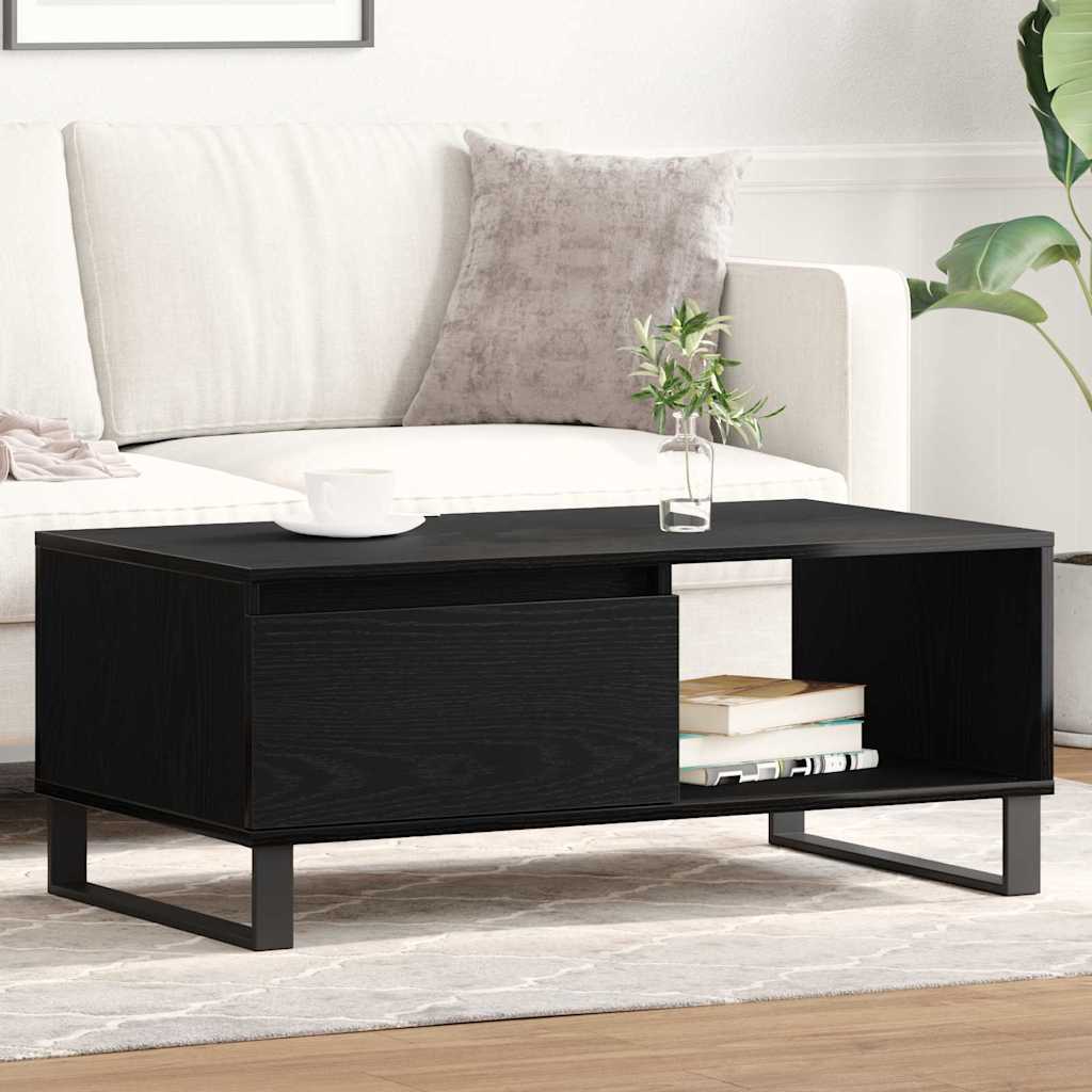 vidaXL Mesa de Café Roble Negro 90 x 50 x 36,5 cm Madera de ingeniería