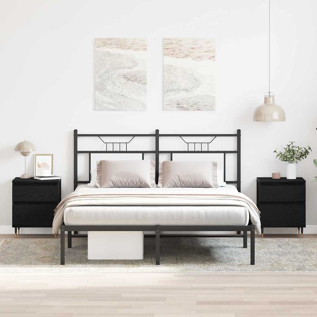 vidaXL Armario de Noche 2 uds. Roble Negro 40 x 35 x 50 cm