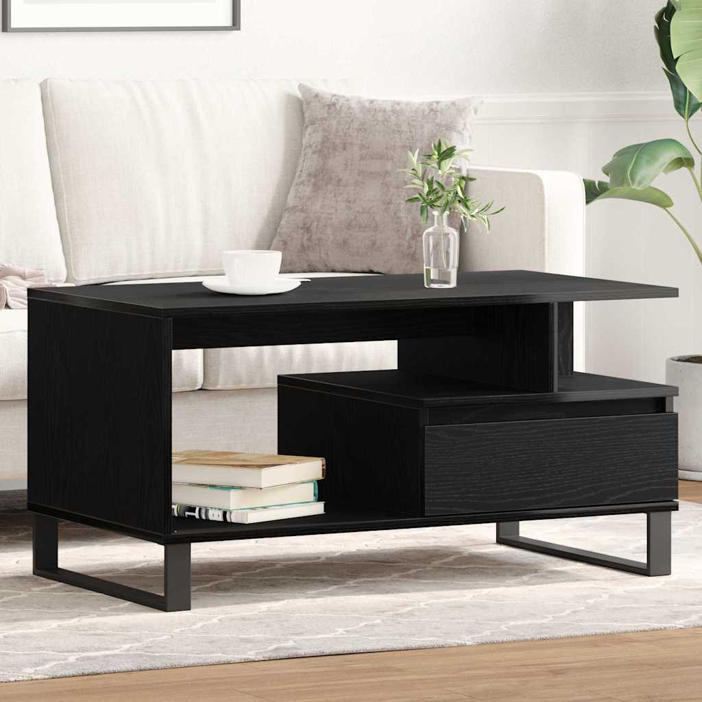 vidaXL Mesa de Café Roble Negro 90 x 49 x 45 cm Madera de ingeniería