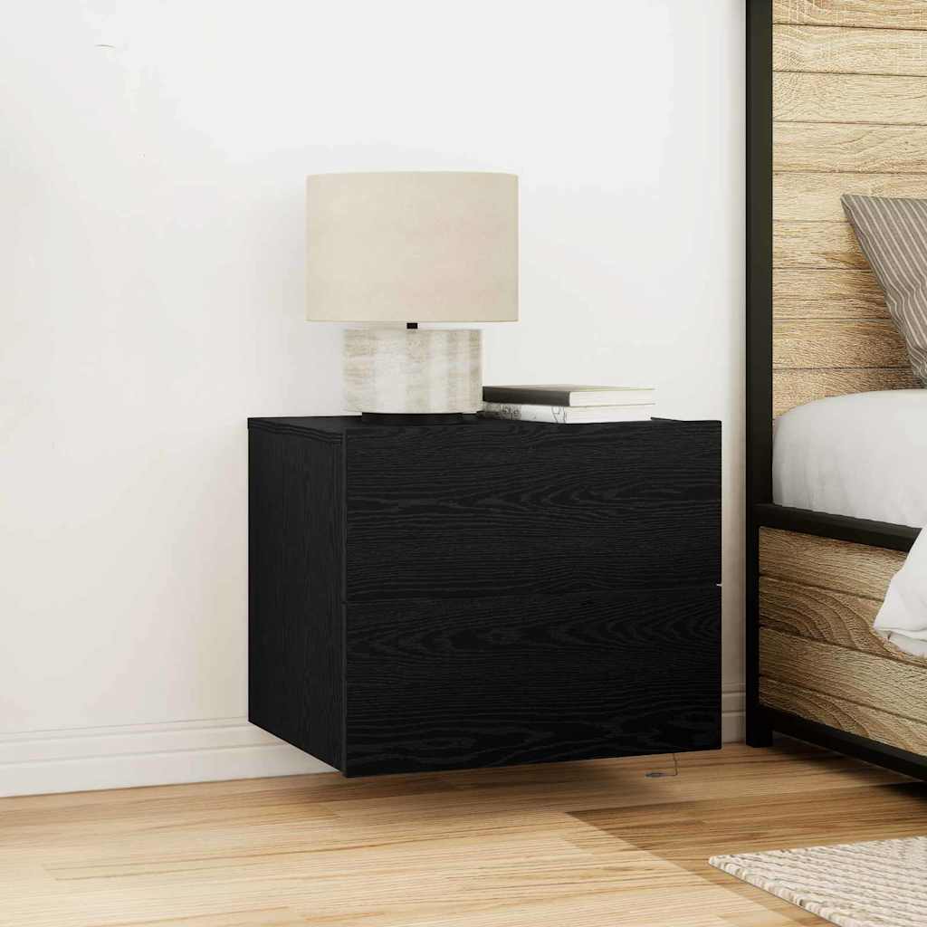vidaXL Armario de Noche 2 uds. Roble Negro 50 x 39 x 41 cm