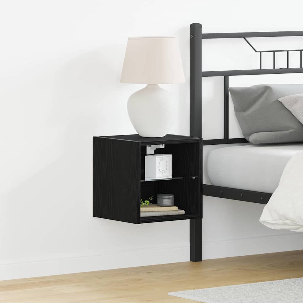 vidaXL Gabinete de noche LED montado en la pared 2 uds. Negro